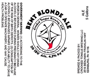 Crooked Tongue Brewing LLC Bent Blonde Ale February 2015