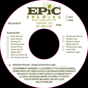 Epic Brewing Midnight Mischief February 2015