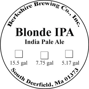 Berkshire Brewing Company Blonde IPA February 2015