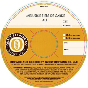 Quest Brewing Company Melusine Biere De Garde February 2015