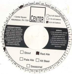 Center Square Brewing Red Ale April 2015