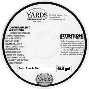 Yards Brewing Company Patio Punch Ale March 2015