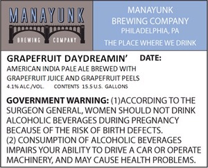 Manayunk Brewing Company Grapefruit Daydreamin' March 2015