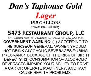 Dan's Taphouse Gold Lager March 2015