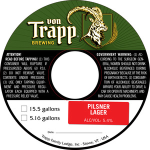 Von Trapp Brewing Pilsner April 2015