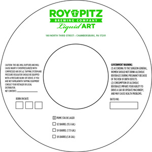 Roy-pitz Brewing Company Prime Stache Lager April 2015