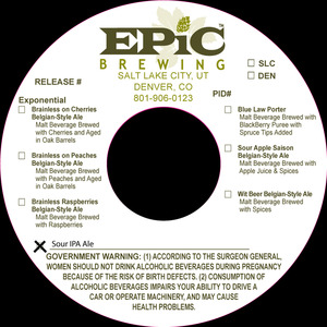 Epic Brewing Sour IPA Ale April 2015