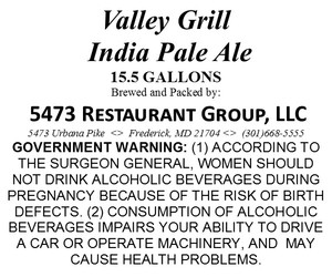 Valley Grill India Pale Ale May 2015
