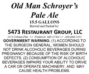 Old Man Schroyer's Pale Ale May 2015