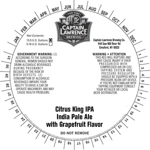 Captain Lawrence Brewing Co Citrus King IPA May 2015