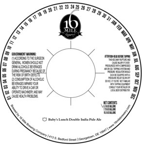 16 Mile Brewing Company, Inc. Baby's Lunch Double India Pale Ale May 2015