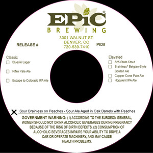 Epic Brewing Sour Brainless On Peaches May 2015