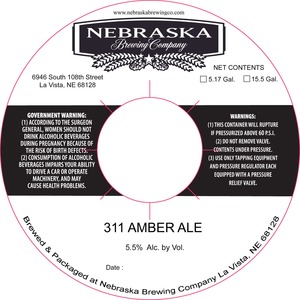 Nebraska Brewing Company 311 Amber Ale May 2015