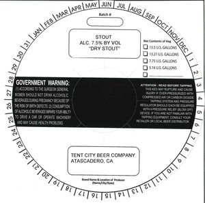 Tent City Beer Company Dry Stout June 2015