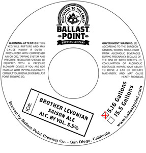 Ballast Point Brother Levonian July 2015