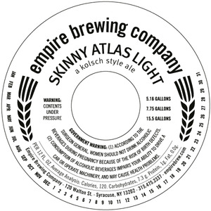 Empire Brewing Company Skinny Atlas Light July 2015