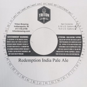 Triton Brewing Redemption India Pale Ale July 2015