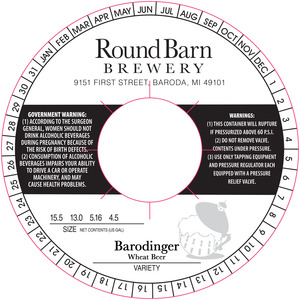 Round Barn Brewery Barodinger Wheat Beer August 2015