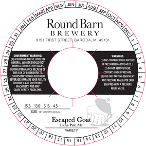 Round Barn Brewery Escaped Goat India Pale Ale August 2015