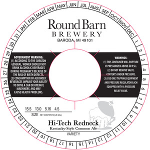 Round Barn Brewery Hi-tech Redneck Kentucky Common Ale August 2015