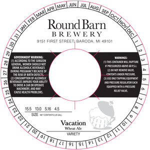 Round Barn Brewery Vacation Wheat Ale August 2015