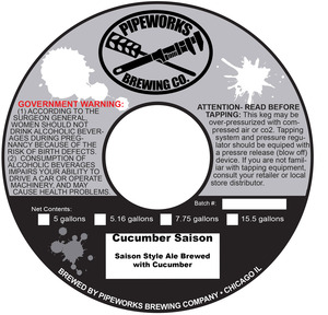 Pipeworks Brewing Company Cucumber Saison August 2015