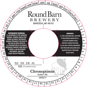 Round Barn Brewery Chronoptimist Amber Ale August 2015