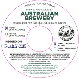 Australian Brewery Pilsner August 2015