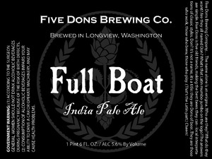 Five Dons Brewing Co. Full Boat IPA August 2015