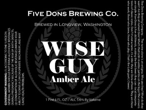 Five Dons Brewing Co. Wise Guy Amber Ale August 2015