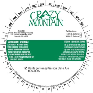 Crazy Mountain Brewing Company Heritage Honey