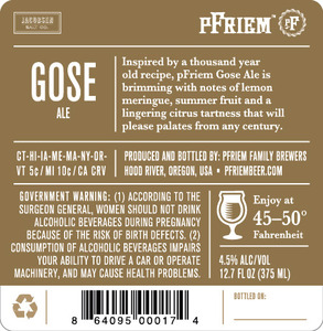 Pfriem Family Brewers Gose Ale August 2015
