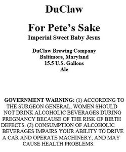 Duclaw Brewing For Pete's Sake August 2015