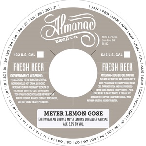 Almanac Beer Co. Meyer Lemon Gose August 2015