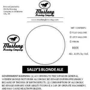 Mustang Brewing Company Sally's Blonde Ale