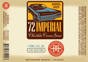 Breckenridge Brewery, LLC Barrel Aged 72 Imperial Chocolate Stout September 2015