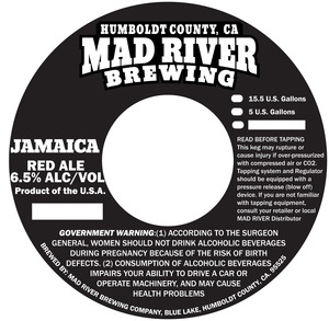 Mad River Brewing Company Jamaica Red September 2015