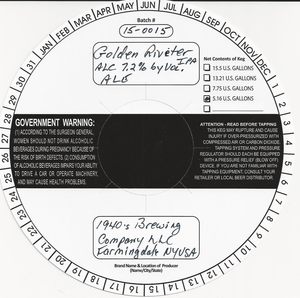 1940's Brewing Company Golden Riveter IPA September 2015