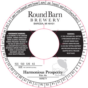 Round Barn Brewery Harmonious Prosperity Pale Ale October 2015