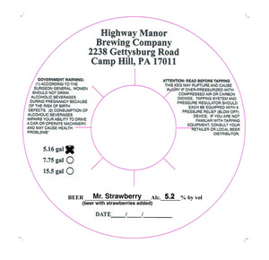 Highway Manor Brewing Company Mr. Strawberry November 2015