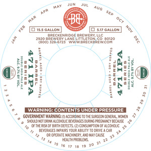 Breckenridge Brewery Barrel 471 IPA Series Double IPA-simcoe October 2015