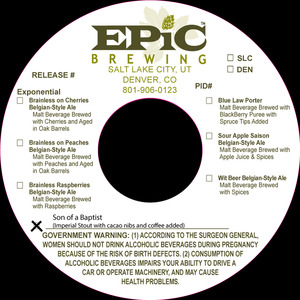 Epic Brewing Son Of A Baptist November 2015