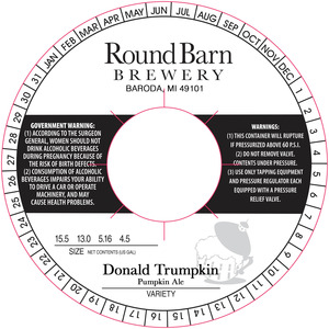 Round Barn Brewery Donald Trumpkin Pumpkin Ale November 2015