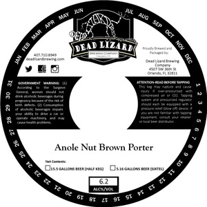 Dead Lizard Brewing Company Anole Nut Brown Porter November 2015