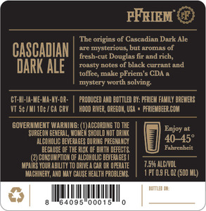 Pfriem Family Brewers Cascadian Dark Ale November 2015