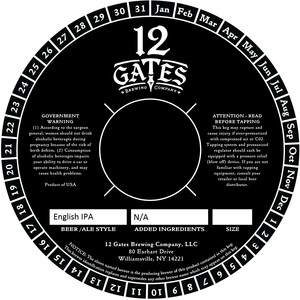 12 Gates Brewing Company English IPA November 2015