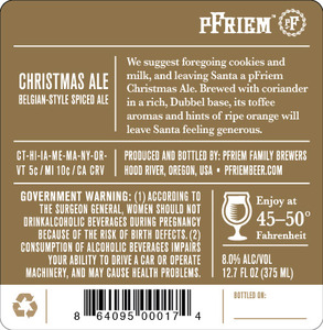 Pfriem Family Brewers Belgian-style Christmas Ale December 2015