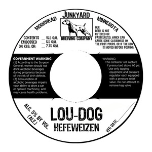 Junkyard Brewing Company Lou Dogg Hefeweizen November 2015