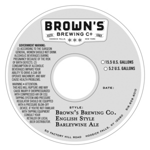 Brown's Brewing Co. English Style Barleywine Ale November 2015