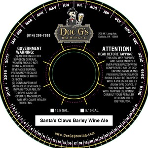 Doc G's Brewing Co. Santa's Claws Barley Wine Ale